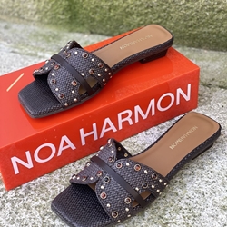 Sandalia Noa Harmon ISLA pala rafia marrón chocolate - Imagen 1