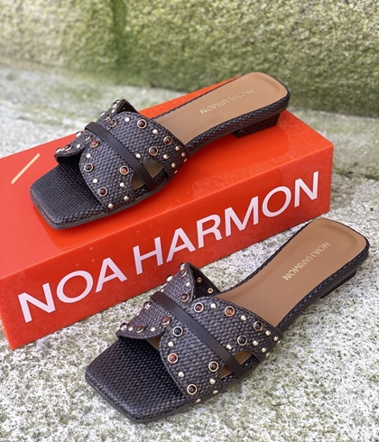 Sandalia Noa Harmon ISLA pala rafia marrón chocolate - Imagen 1
