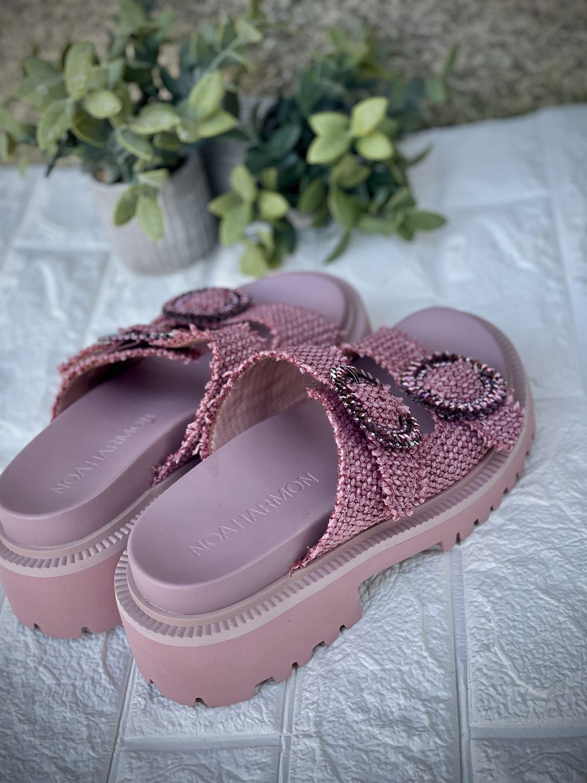 Sandalia Noa Harmon PEACH descalza tejido rosa viejo - Imagen 4