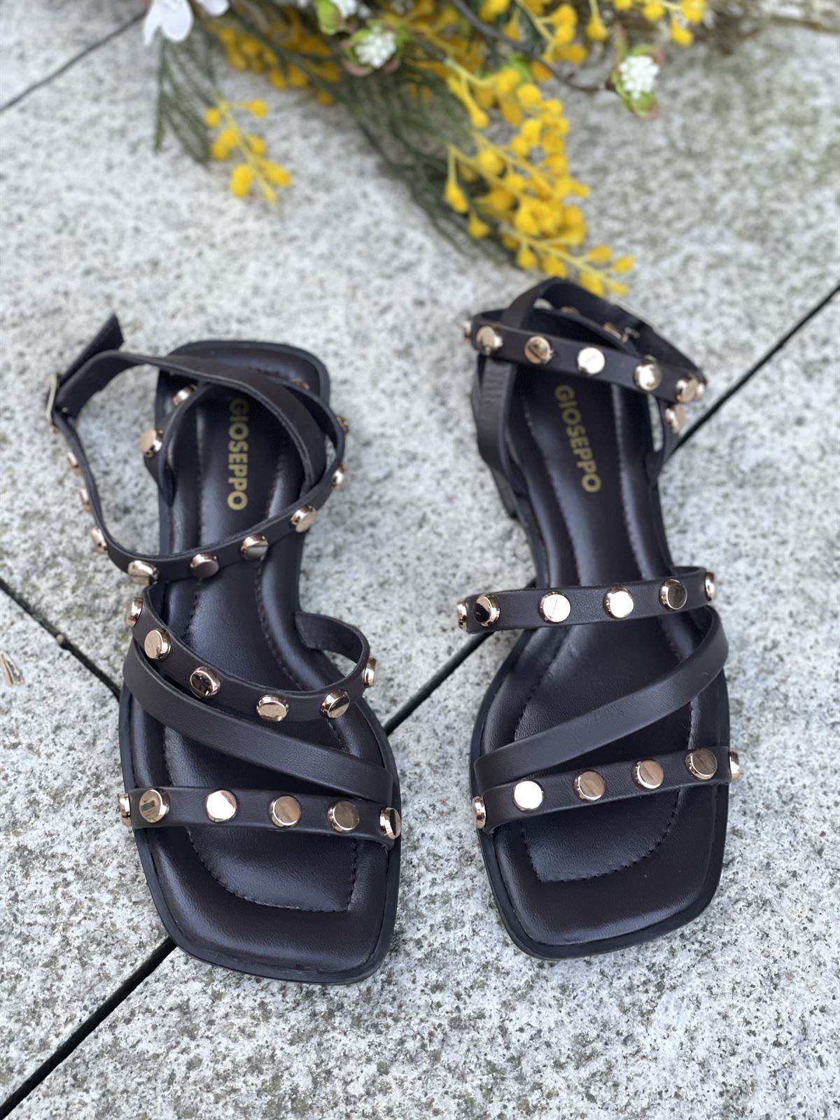 Sandalia plana  GIOSEPPO MINDO 79025 PIEL TACHAS Chocolate - Imagen 4