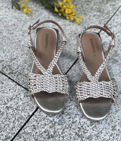 Sandalia plana Piel trenzada 79224 KITUNDA PLATINO - Imagen 2