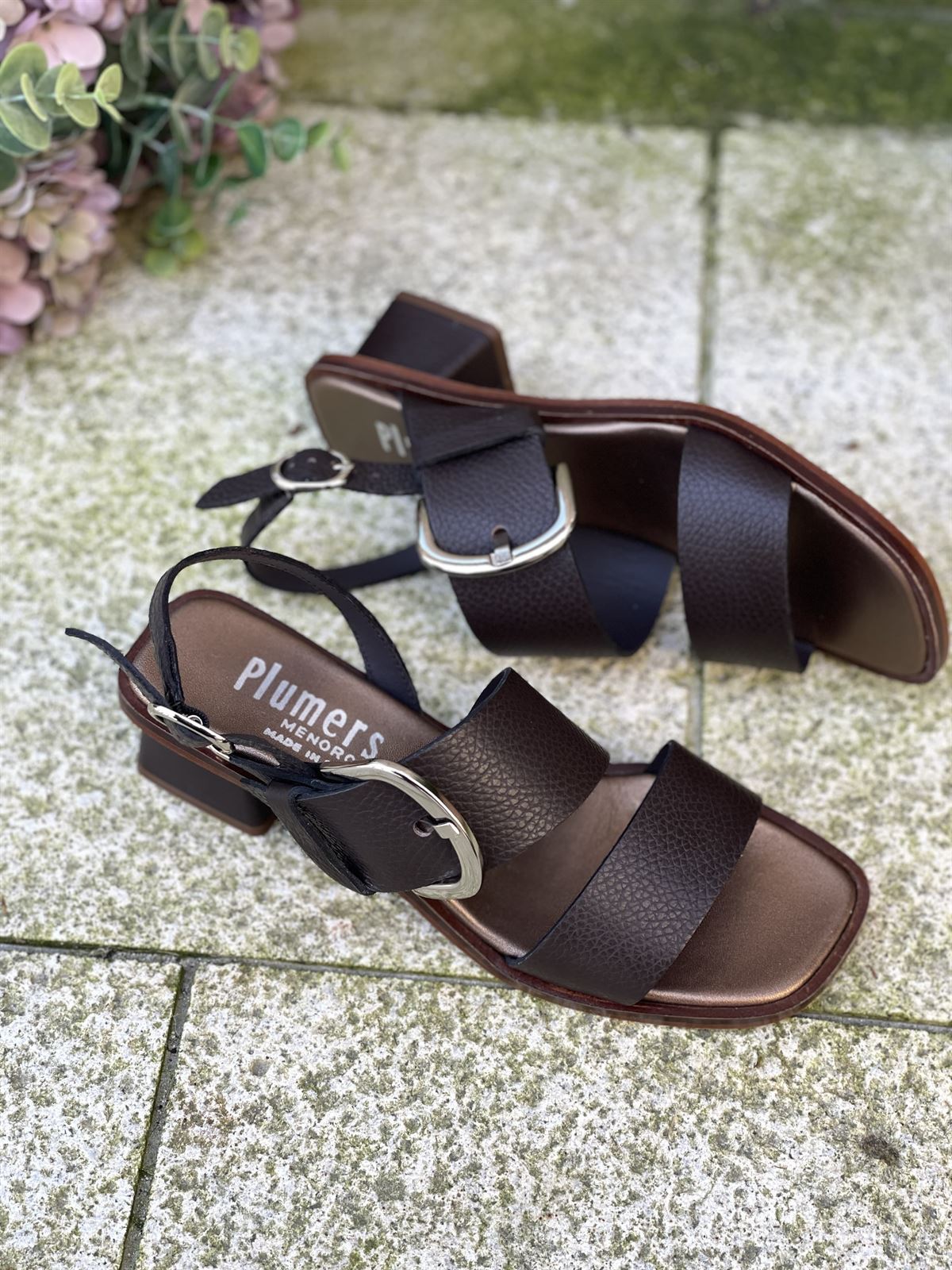 Sandalia Plumers Menorca 3103 2 tiras chocolate - Imagen 1