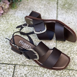 Sandalia Plumers Menorca 3103 2 tiras chocolate - Imagen 1