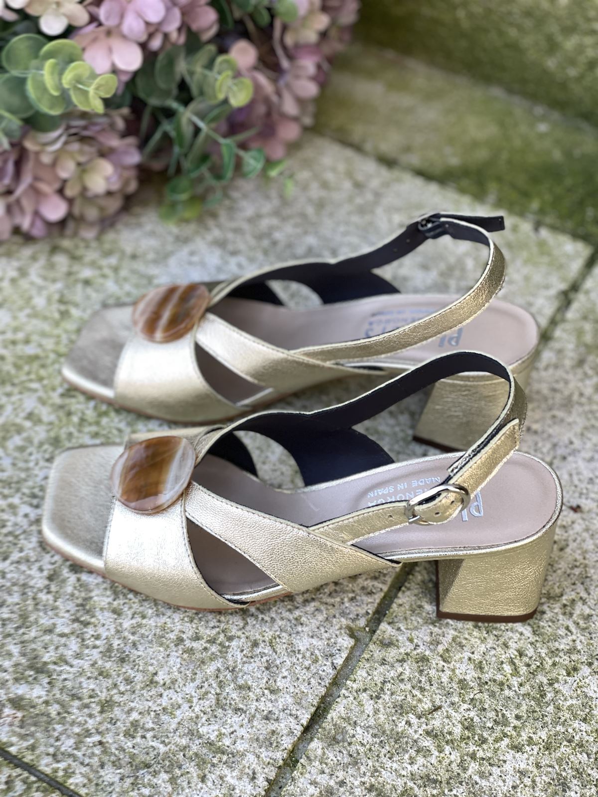 Sandalia Plumers Menorca 3119 pieza sacar dorado champagne - Imagen 4