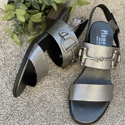 Sandalia Plumers Menorca 3622 plana eslabón platino - Imagen 2