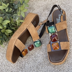 Sandalia Plumers Menorca 3768 BIO piedras ante camel - Imagen 1