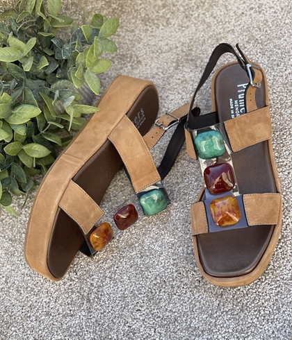 Sandalia Plumers Menorca 3768 BIO piedras ante camel - Imagen 1