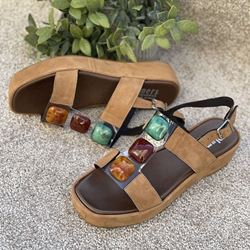 Sandalia Plumers Menorca 3768 BIO piedras ante camel - Imagen 2