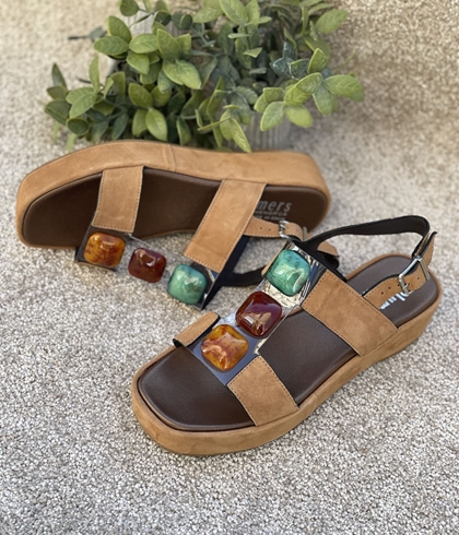 Sandalia Plumers Menorca 3768 BIO piedras ante camel - Imagen 2