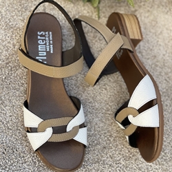 Sandalia Plumers Menorca 3783 Plana blanco taupe - Imagen 2