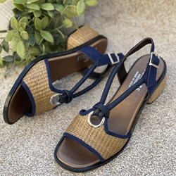 Sandalia Plumers Menorca 3961 paja vivo marino - Imagen 1