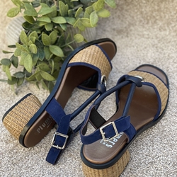 Sandalia Plumers Menorca 3961 paja vivo marino - Imagen 2