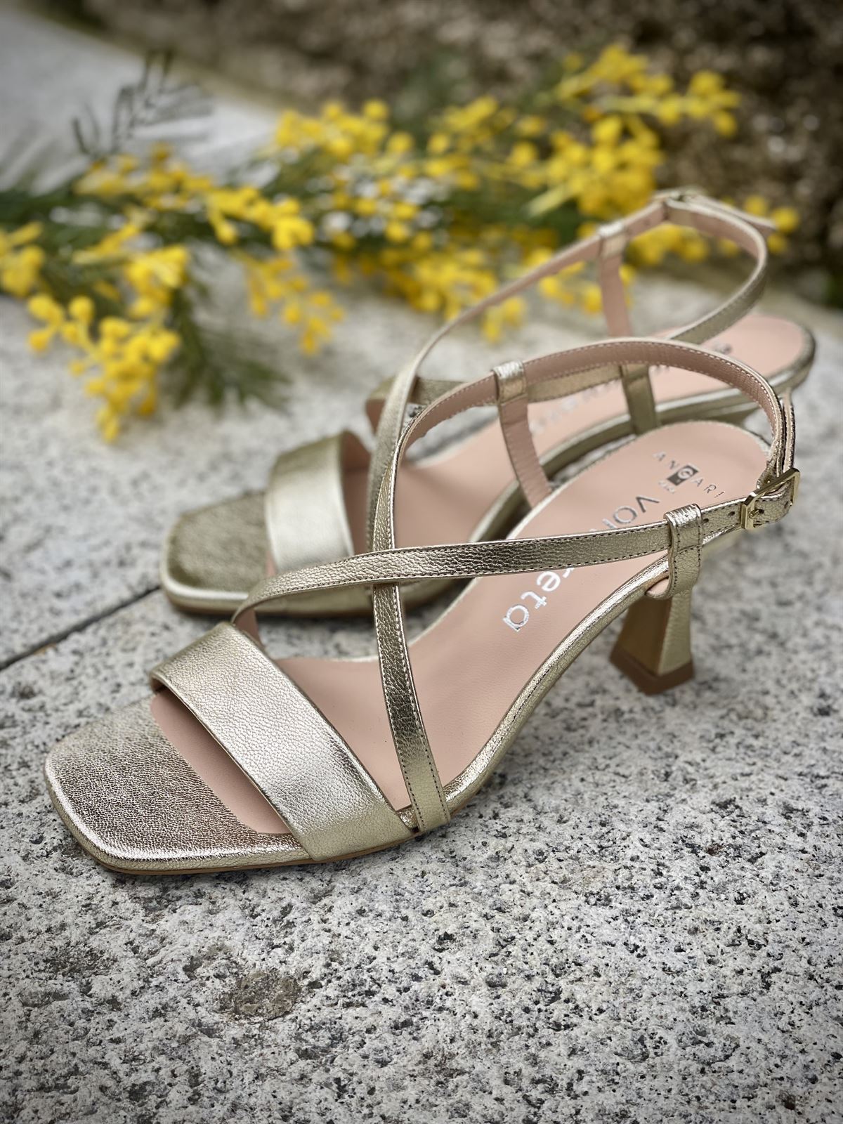 Sandalia tacón Angari 52356-07 LOLA metal champan - Imagen 5