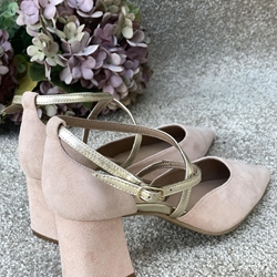 Sandalia tacón Dibia by Ezzio 56060 ante piel rosa nude - Imagen 1