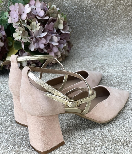 Sandalia tacón Dibia by Ezzio 56060 ante piel rosa nude - Imagen 1