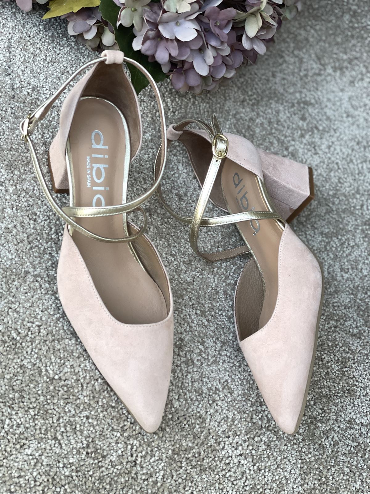 Sandalia tacón Dibia by Ezzio 56060 ante piel rosa nude - Imagen 2