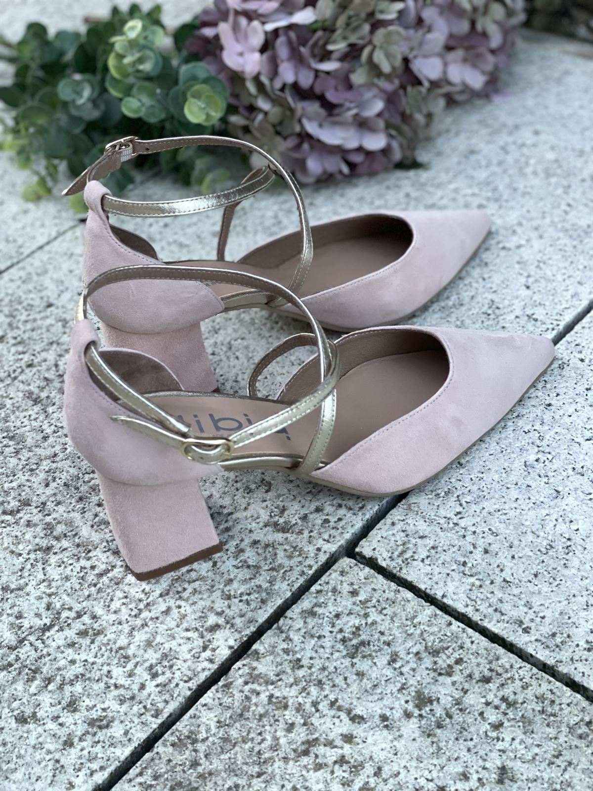 Sandalia tacón Dibia by Ezzio 56060 ante piel rosa nude - Imagen 4