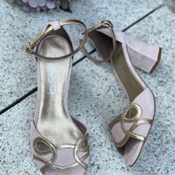 Sandalia tacón Dibia by Ezzio 56297 ante piel rosa nude - Imagen 1