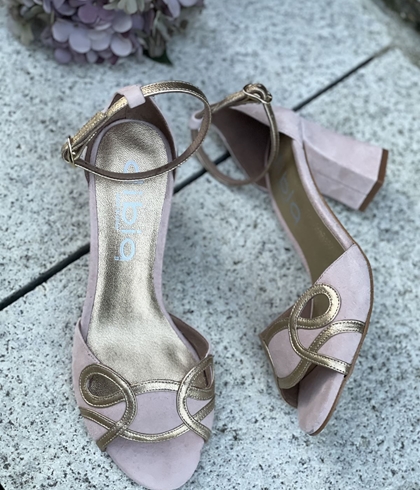 Sandalia tacón Dibia by Ezzio 56297 ante piel rosa nude - Imagen 1