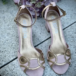 Sandalia tacón Dibia by Ezzio 56297 ante piel rosa nude - Imagen 2