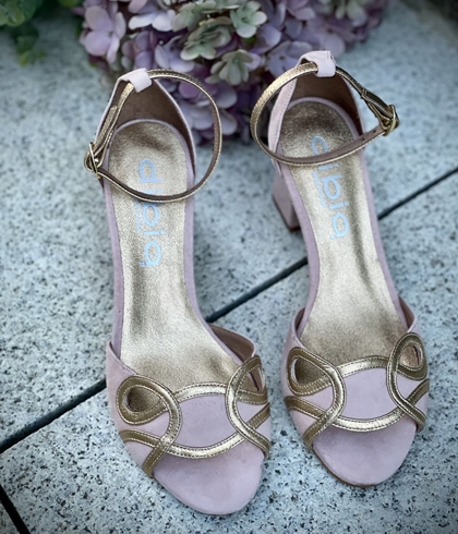 Sandalia tacón Dibia by Ezzio 56297 ante piel rosa nude - Imagen 2