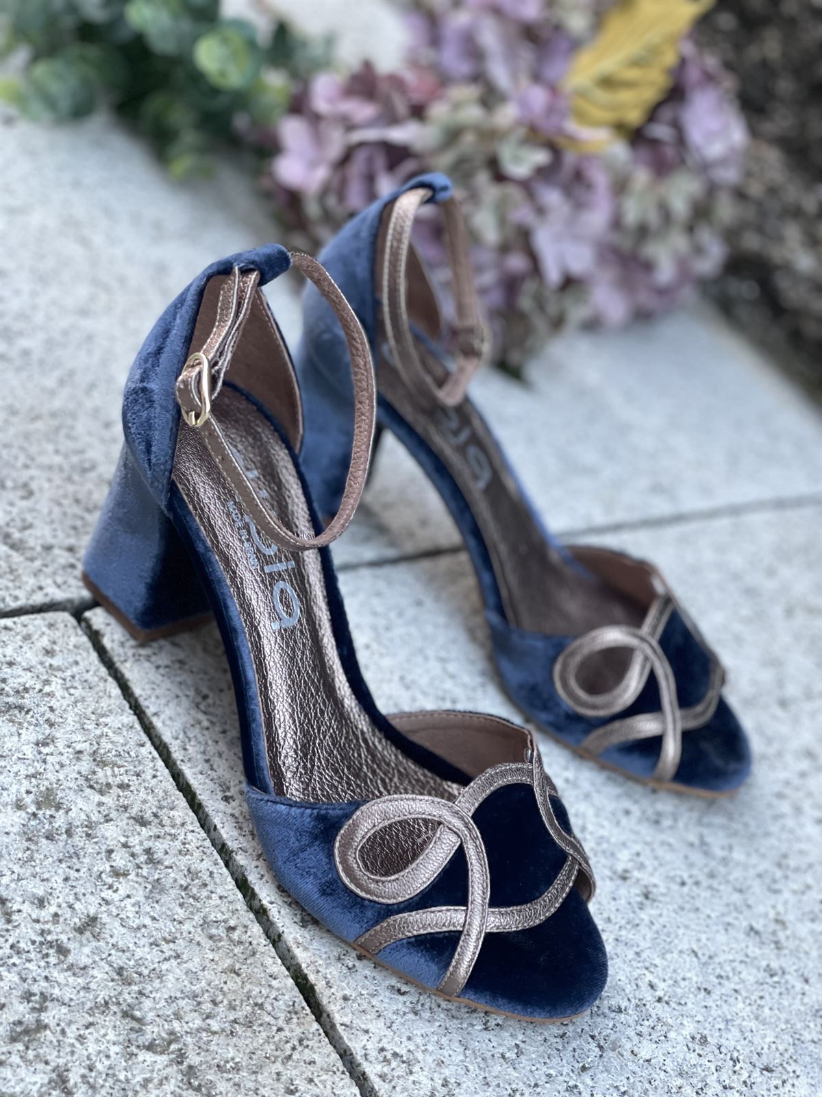 Sandalia tacón Dibia by Ezzio 56297 terciopelo azul índigo - Imagen 1