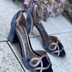 Sandalia tacón Dibia by Ezzio 56297 terciopelo azul índigo - Imagen 1