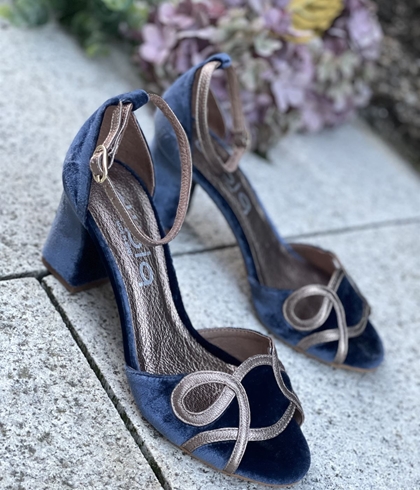 Sandalia tacón Dibia by Ezzio 56297 terciopelo azul índigo - Imagen 1