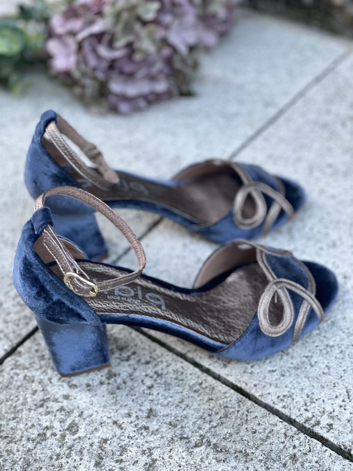 Sandalia tacón Dibia by Ezzio 56297 terciopelo azul índigo - Imagen 6