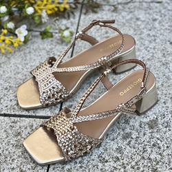 Sandalia tacón medio Piel trenzada 79234 BLISSFIELD PLATINO - Imagen 1