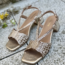 Sandalia tacón medio Piel trenzada 79234 BLISSFIELD PLATINO - Imagen 2