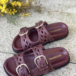 Sandalias Gioseppo BIO piel trenzada OGUNQUIT burgundy - Imagen 1