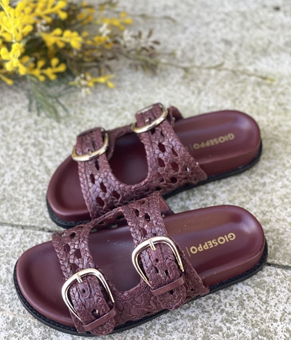 Sandalias Gioseppo BIO piel trenzada OGUNQUIT burgundy - Imagen 1
