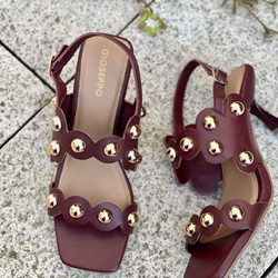 SANDALIAS TACÓN PIEL TACHAS KAKUMA REF: 78747- BURDEOS - Imagen 2