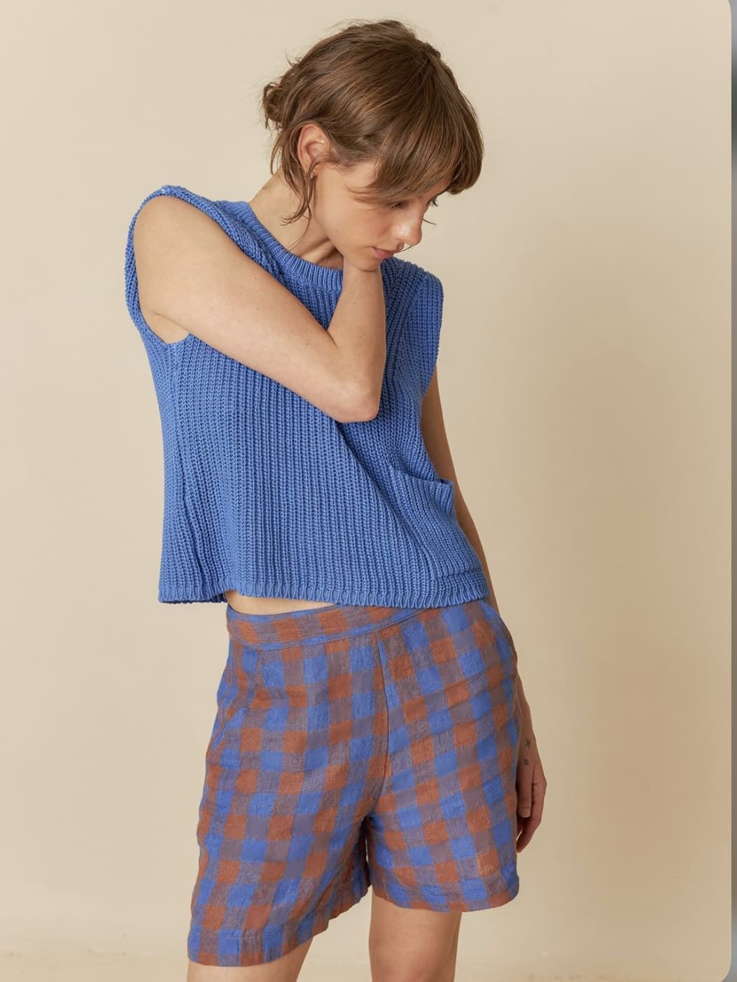 Short Indi & Cold 212 VICHY RETRO CUADROS AZULES - Imagen 1