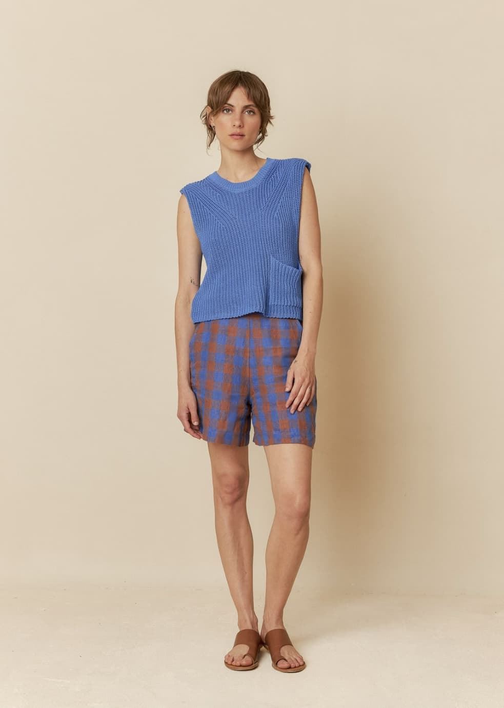 Short Indi & Cold 212 VICHY RETRO CUADROS AZULES - Imagen 2
