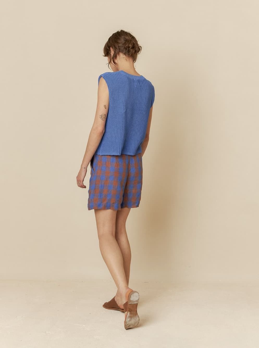 Short Indi & Cold 212 VICHY RETRO CUADROS AZULES - Imagen 6