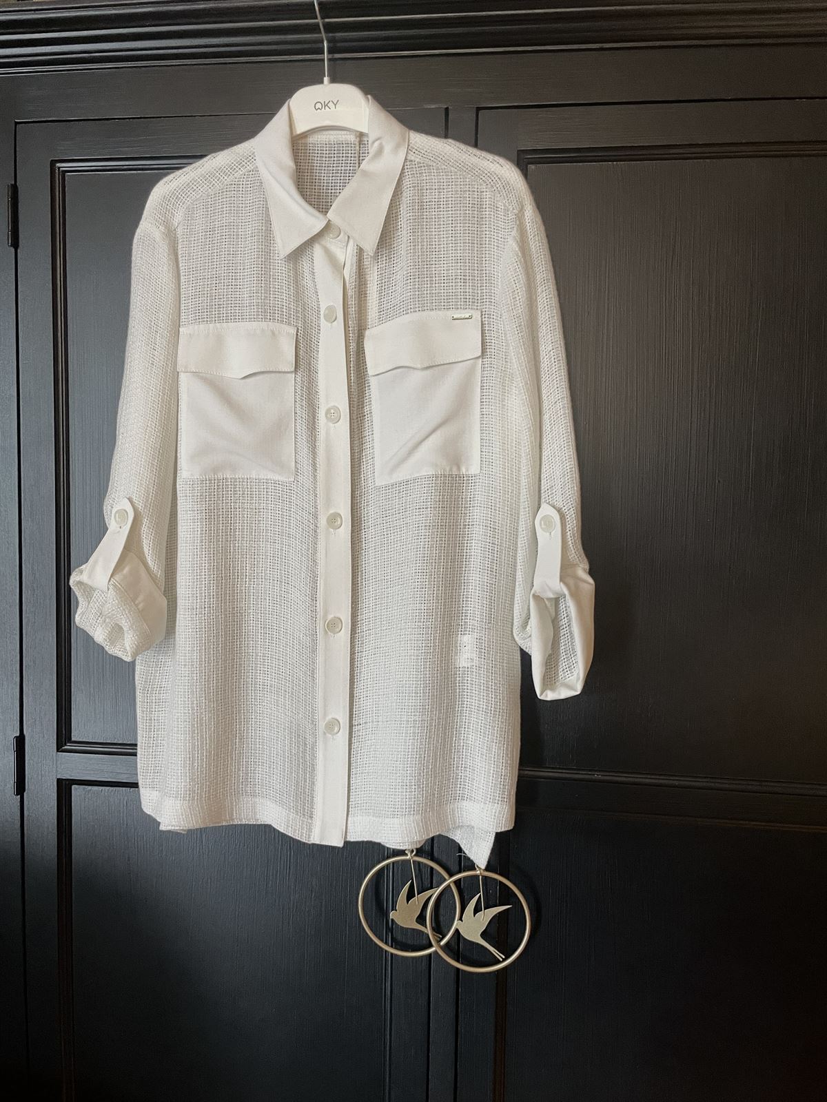 Sobrecamisa OKY BIBER 1 rejilla lino blanca - Imagen 2