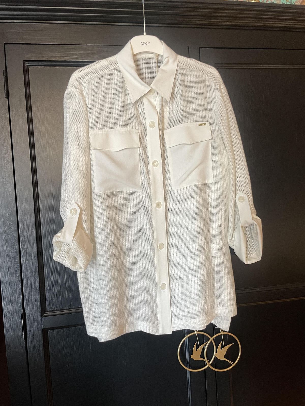 Sobrecamisa OKY BIBER 1 rejilla lino blanca - Imagen 3