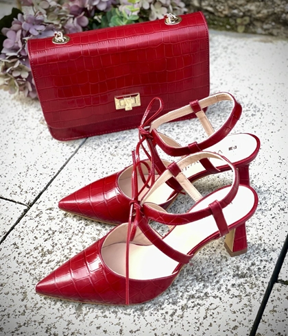 Stiletto Angari 52025 - 07 MANILA tacón atar coco rojo - Imagen 1