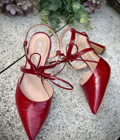 Stiletto Angari 52025 - 07 MANILA tacón atar coco rojo - Imagen 2