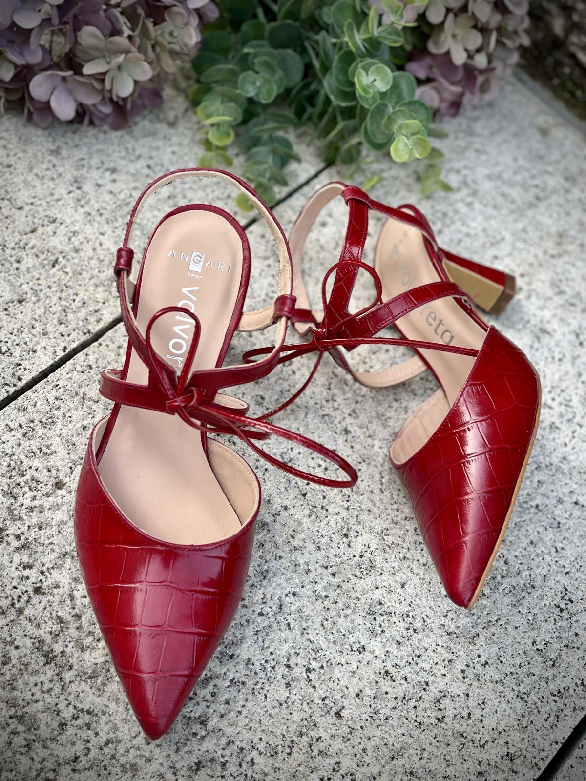 Stiletto Angari 52025 - 07 tacón atar coco rojo - Imagen 2