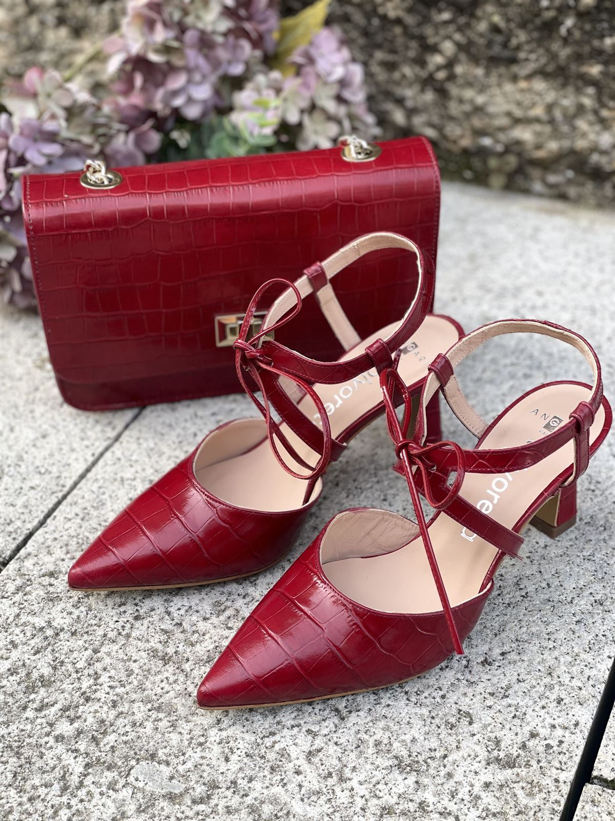 Stiletto Angari 52025 - 07 tacón atar coco rojo - Imagen 4