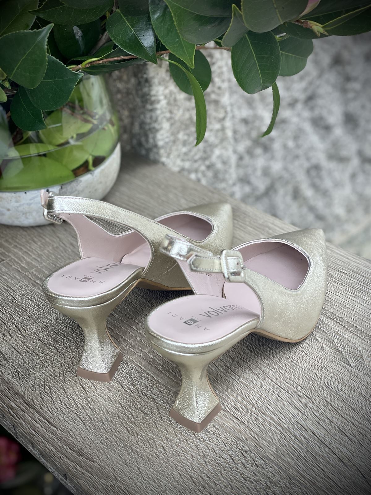 Stiletto Angari destalonado champagne 7,5 cm - Imagen 4
