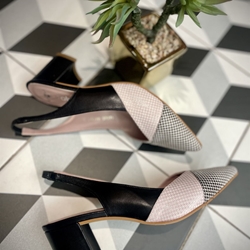 Stiletto Angari destalonado vichy rosas y negro - Imagen 1