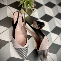 Stiletto Angari destalonado vichy rosas y negro - Imagen 2