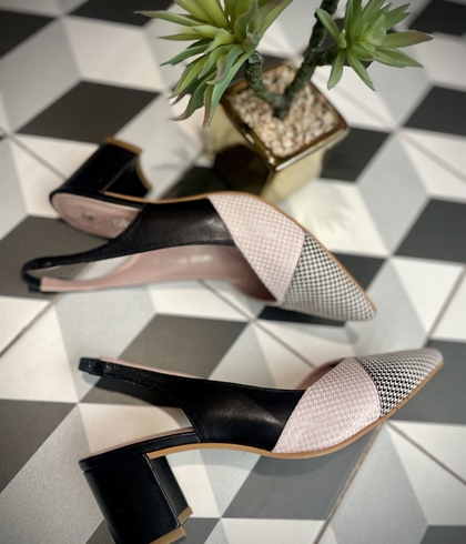 Stiletto Angari destalonado vichy rosas y negros - Imagen 1