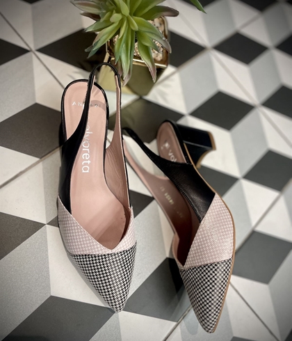 Stiletto Angari destalonado vichy rosas y negros - Imagen 2