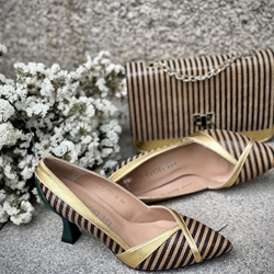 stiletto Angari rayas oro y verde - Imagen 1