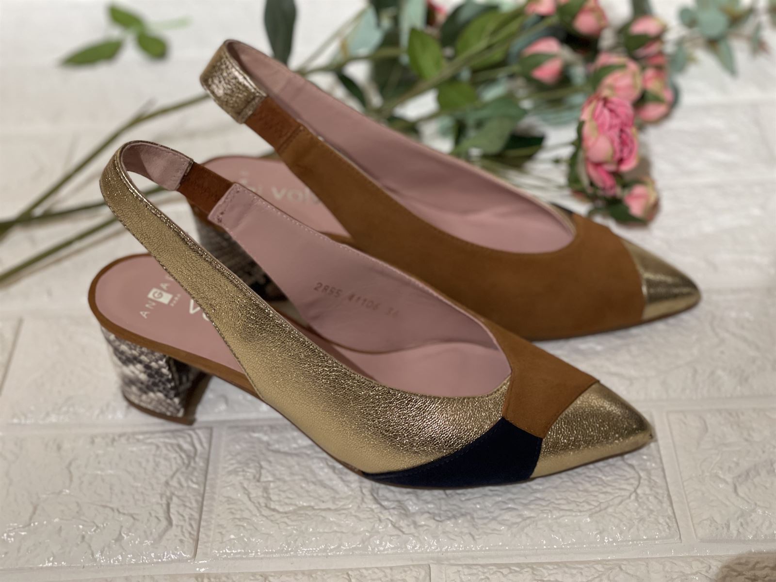 stiletto Angari tricolor tacón print - Imagen 3
